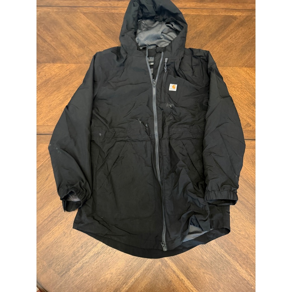 Carhartt Girls Black Hooded Relaxed Fit Full Zip Jacket Size M 8-10 OC4221-W